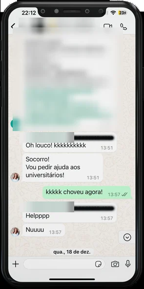 Print de conversa de WhatsApp com cliente comemorando resultado dos anúncios